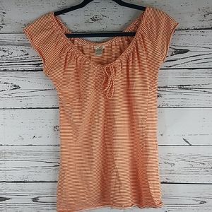maurices orange striped peasant top size small